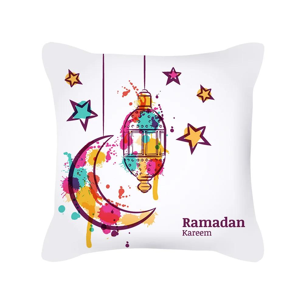 Ramadan Decorative Pillow Cover Moon Lantern Islamic Muhammad Holiday Cushion Cover Indoor Home Sofa Decor Polyester Pillowcase