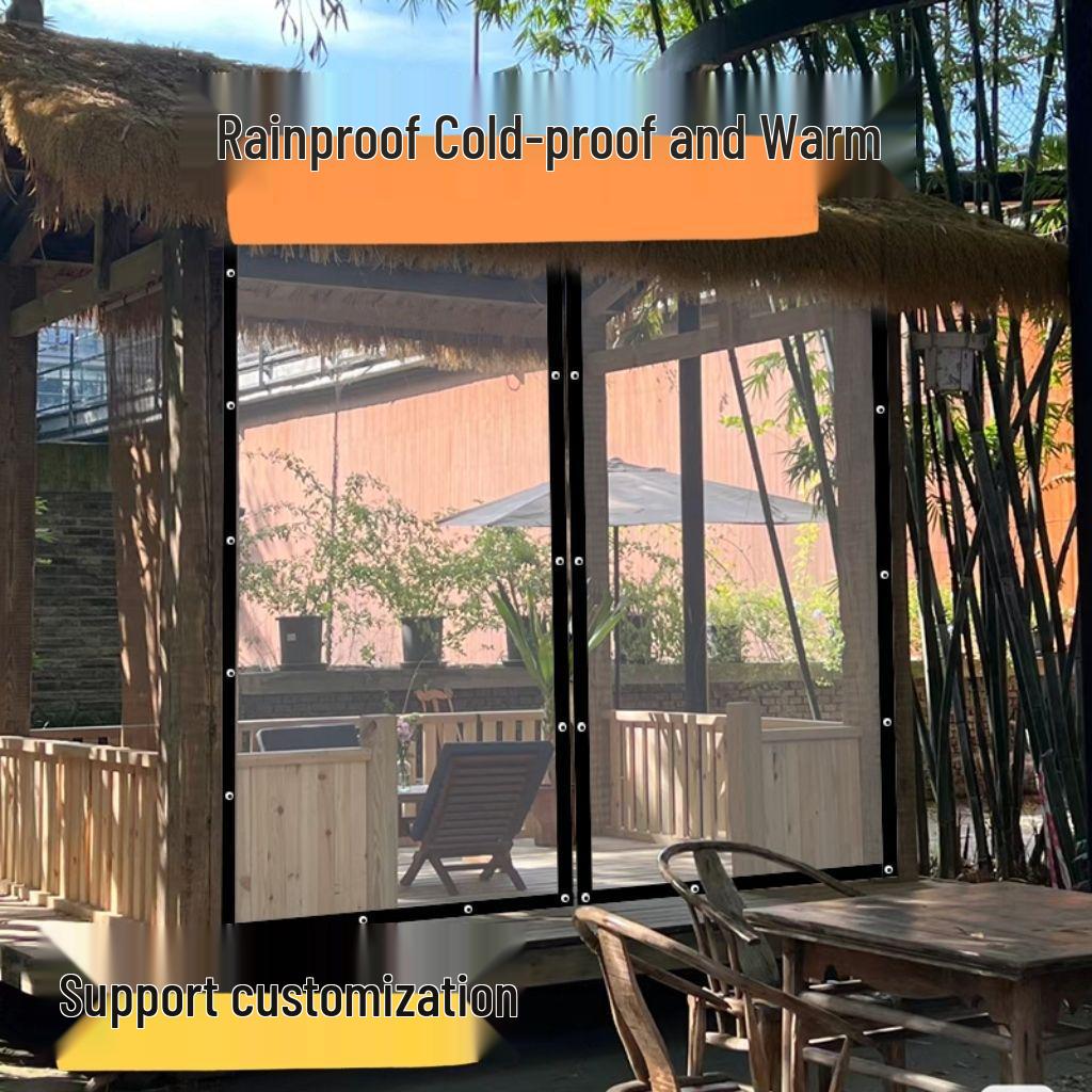 Wind, Rain & Cold-Proof Transparent Courtyard Enclosure Cloth with Edging & Eyelets - Greenhouse Window Seal for Balcony