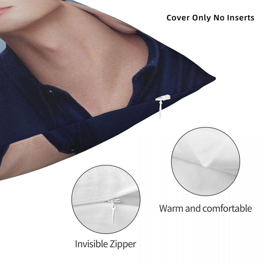 Park Seo-Joon Schauspieler Quadratischer Kissenbezug Polyester Leinen Samt Kreativ Reißverschluss Dekorativer Kissenbezug Heim Kissenbezug 18"