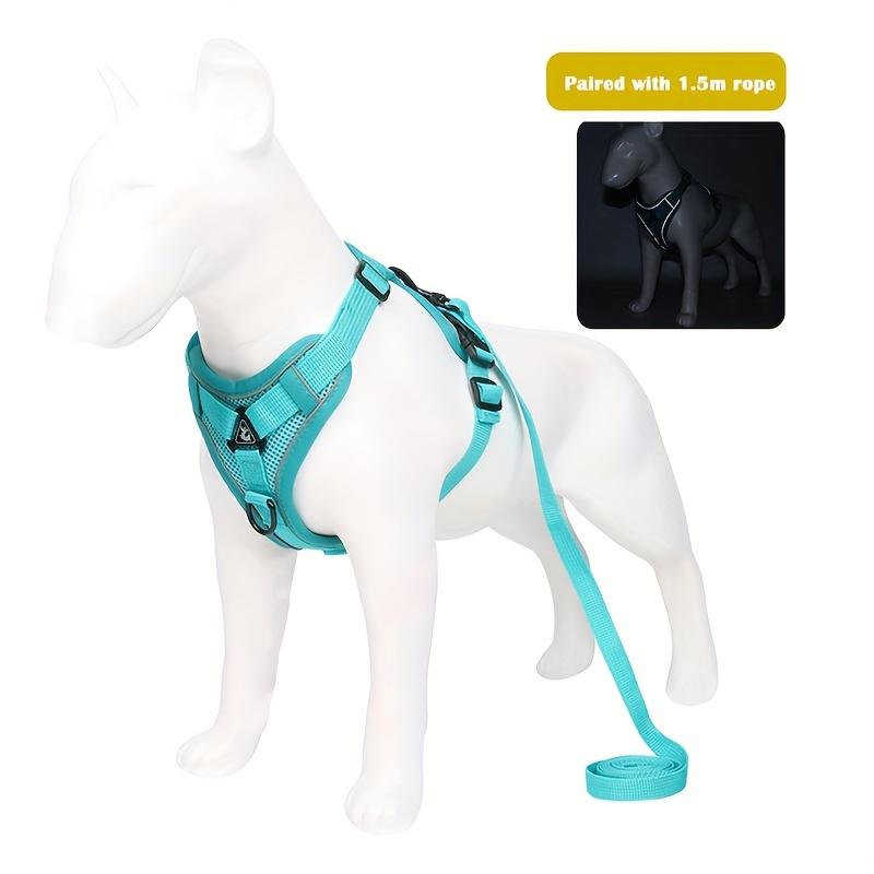 

Набір шлейки та повідка для собак, груди та спинка в стилі жилета, світловідбиваюча та дихаюча шлея для собак для вигулу XL озеро синього кольору