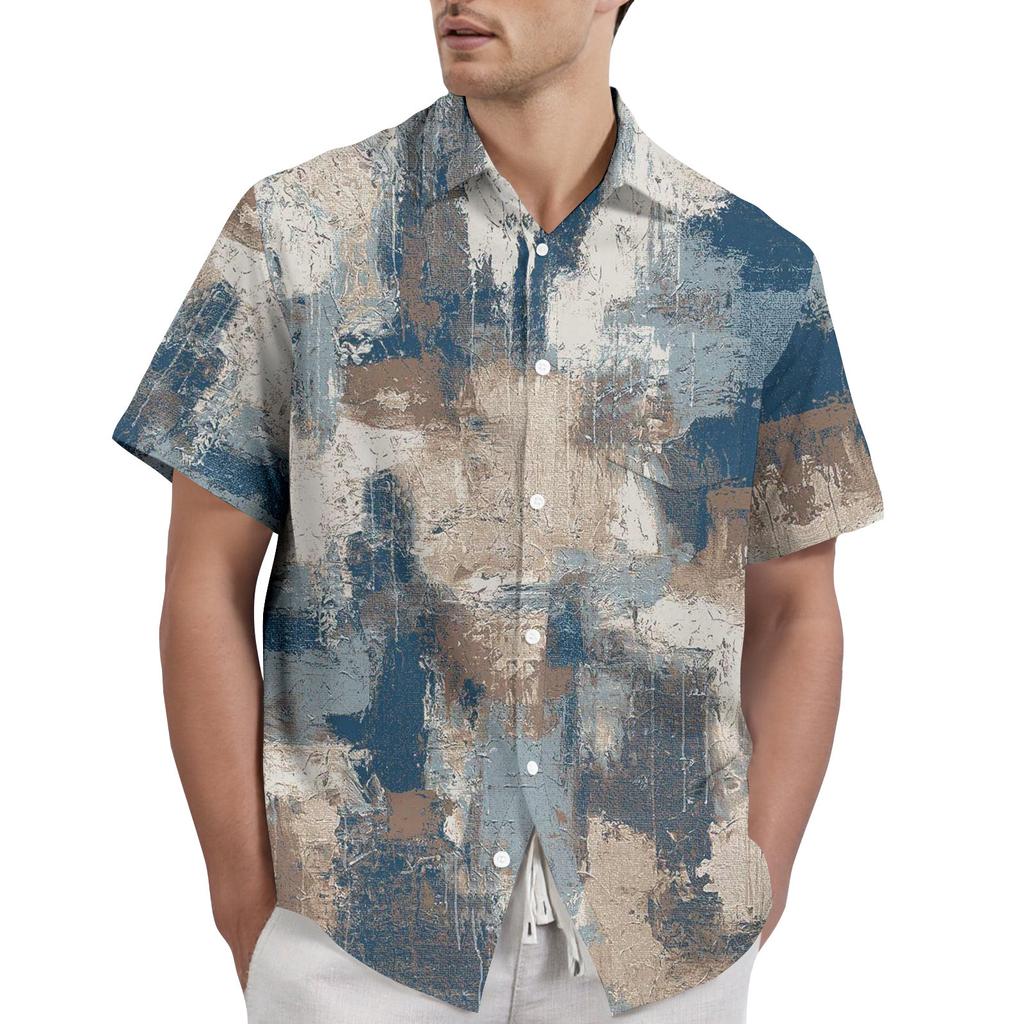 Retro Bohemian Print - Men's Casual Short Sleeved Shirt