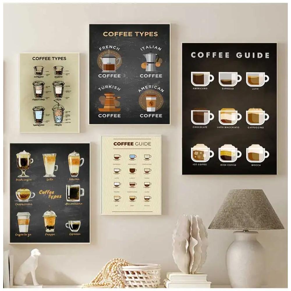 Kitchen Bars Cafe Posters Vintage Coffee Canvas Paintings Nordic Coffee Menu Wall Art Prints Pictures for Living Room Home Decor
