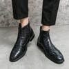 Herbst und Winter Übergröße Herren Lederstiefel neue Krokodilmuster Kurzstiefel Europäischer und amerikanischer Persönlichkeitstrend Außenhandel High-Top l