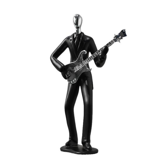 Minimalist Black Resin Figurines, Modern Abstract Musician & Golfer Statues, Luxury Home Decor for Living Room TV Stand Entryway Wine Cabinet, Unique