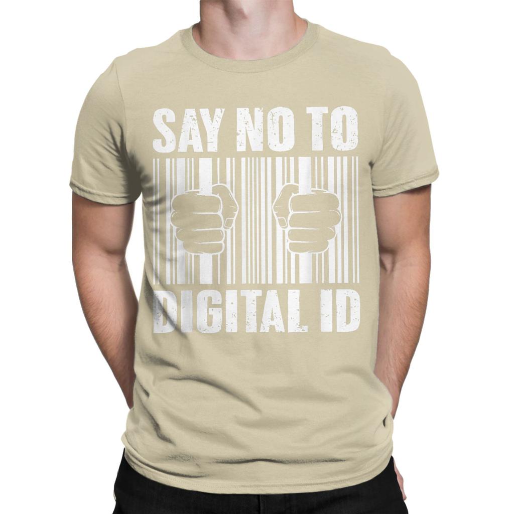 Say No To Digital Id British Men's T Shirts BritCard Protest Privacy Funny Tees Short Sleeve T-Shirt 100% Cotton Adult Clothing