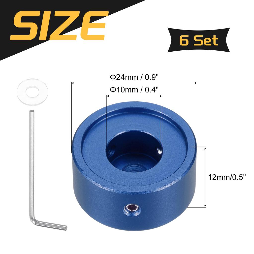 Uxcell 6 Pieces Footswitch Guitar Pedal Button Metal Footswitch Top Covers for Guitar Effect Pedal Dark Blue Toppers, Caps, 3/8" Buttons,