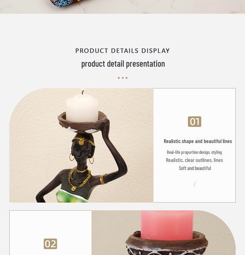 Nordisches Kerzenständer-Ornament aus schwarzem Kunstharz für die Heimdekoration