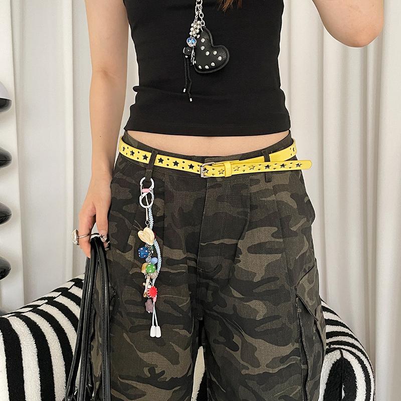 Summer Dopamine Lemon Yellow Women'S Belt Trend Simple Belt Subculture Y2K Belt Punch Free Belt