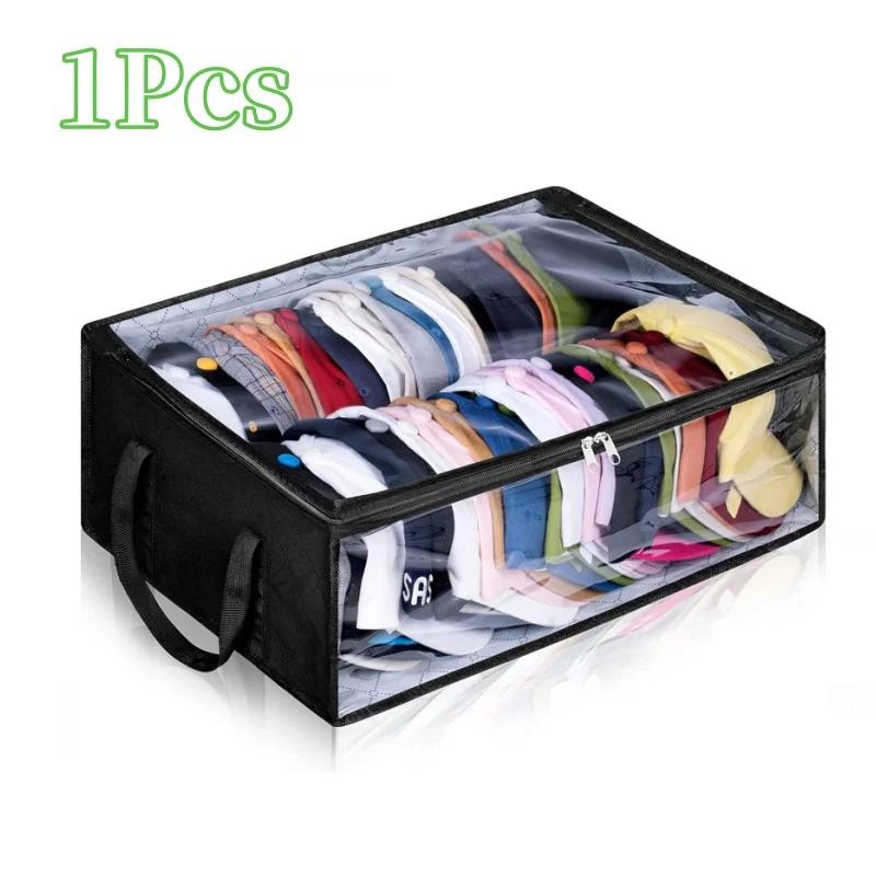 Большой вместительный органайзер для шляп, держатель для шапок, черные нетканые шапки, складные подвесные сумки для хранения одежды, коробки для хранения, вешалки