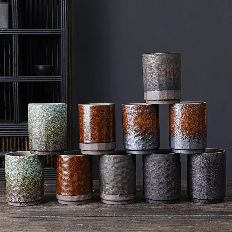 Vintage Chinese Ceramic Mug, Handmade Stoneware Large Coffee Cup, Unique Rustic Design for Home & Office Use, 1-Piece Cup