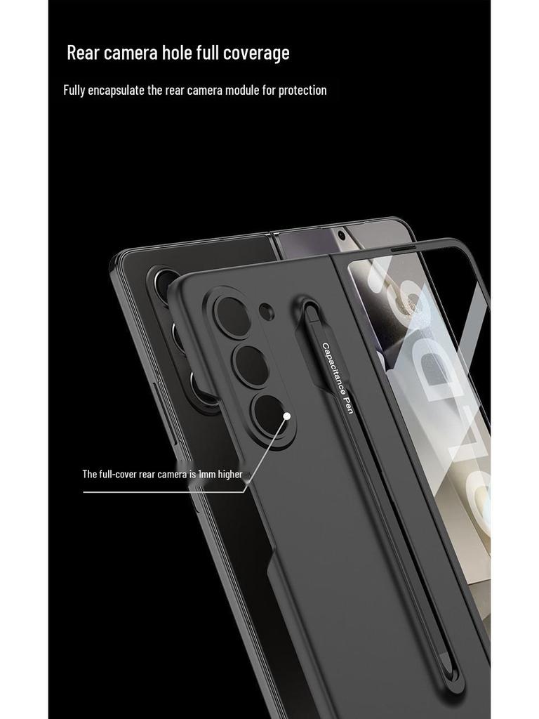 Samsung Z Fold6 Ultra-Thin Frosted Phone Case with Pen Slot - Solid Color Protective Cover