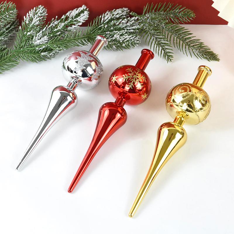 Christmas Tree Topper 23cm Red Gold Silver Tip Shaped Ornament Decorations for Home 2025 Navidad Noel Natal Gift New Year 2025