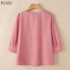 ZANZEA Women Square Collar Summer Casual 3/4 Sleeve Solid Blouse