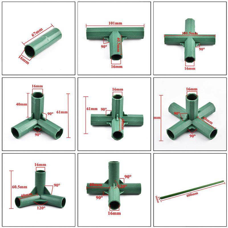 10-30Pcs 16mm Plants Support Connectors ,2/3/4/5-way Garden Greenhouse Bracket Rod Joints Frame Building Fixed Accessories DIY