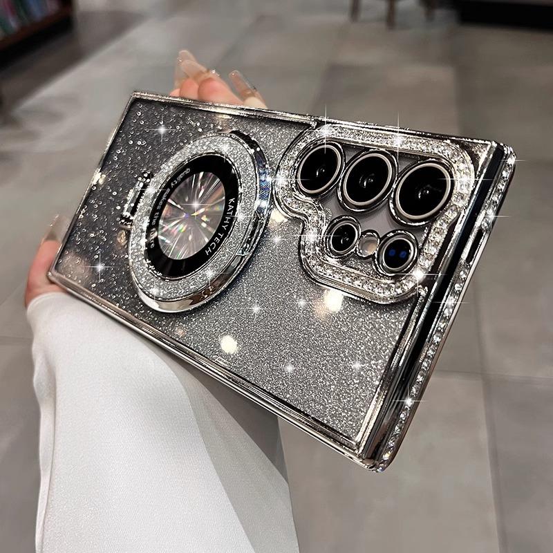 New Luxury Rhinestone Bracket Samsung S25 Mobile Phone Case Suitable for S24ultra Women's High End S23