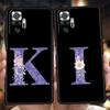 Initial Letter Retro Purple Flower Phone Case For Xiaomi Redmi Note 14 5G 13 12 10 11 Pro Plus 4G 14C 13C 12C 10C 9C TPU Cover