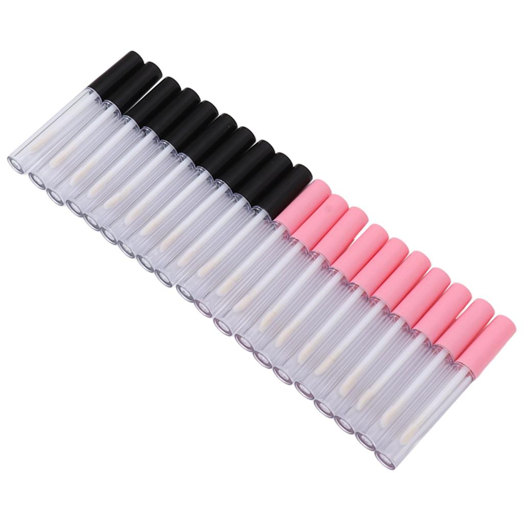 20pcs Empty Lip Gloss Tubes Containers Clear Mini Refillable Lip Balm Bottles with Wand Brush