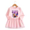 Vestido de Grupo de Chicas K-pop de Dibujos Animados: Falda Elegante de Princesa para Niñas, Manga Larga, Volante, Malla