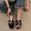Spot Flat-bottomed Slippers Women's Outer Wear Summer 2025 New One-word Open-toe Lock Cool Slippers Women's Foreign Trade