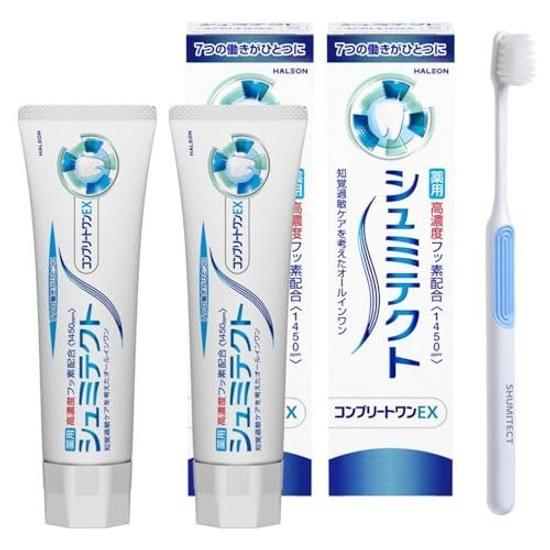 Medicinal Product Shumitect Complete One EX Toothpaste Sensitivity Care High Concentration Fluoride Included 2 Tubes + Toothbrush
