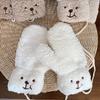 Cute Thicken Plush Windproof Full Fingers Bear Korean Mittens Hanging Gloves Women Winter Gloves