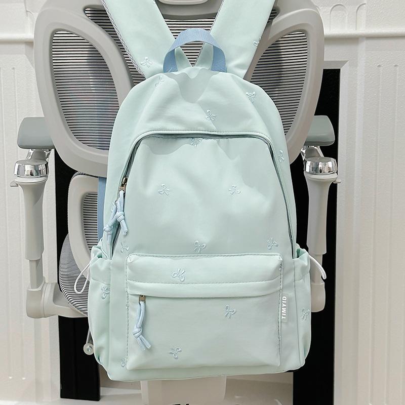 Zaino Scolastico Ragazza Semplice Versatile Zaino Studente Universitario Studente Scuola Media Zaino Carino Ricamato con Fiocco Zaino da Viaggio