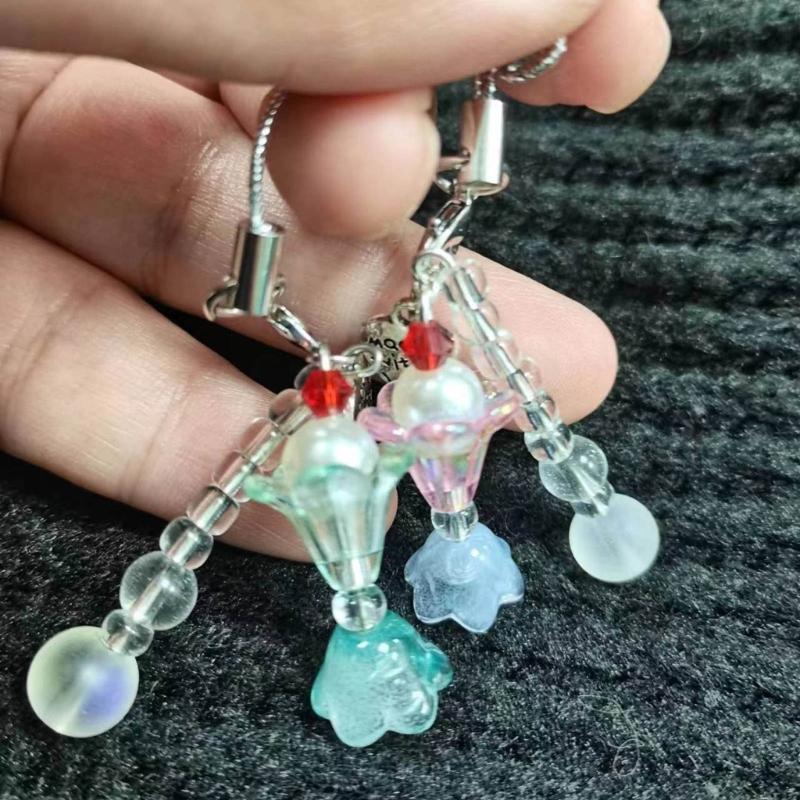 Entzückender Perlen-Schlüsselanhänger Niedlicher Schlüsselanhänger Einfaches Handy-Anti-Verlust-Lanyard Ornament Perfektes Geschenk für Freunde Familie Paare