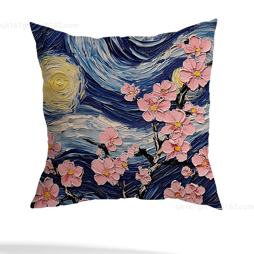 Van Gogh Pillow Case Sofa Living Room Bedroom Headboard Backrest Cushion Square Cushion Nap Time