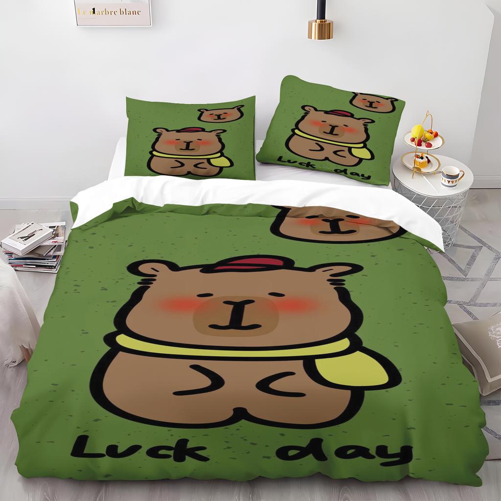 Anime Capybaras Duvet Cover Bedding Pillowcase Printed Children And Adult Set Queen Size Reactive Printing Quilt