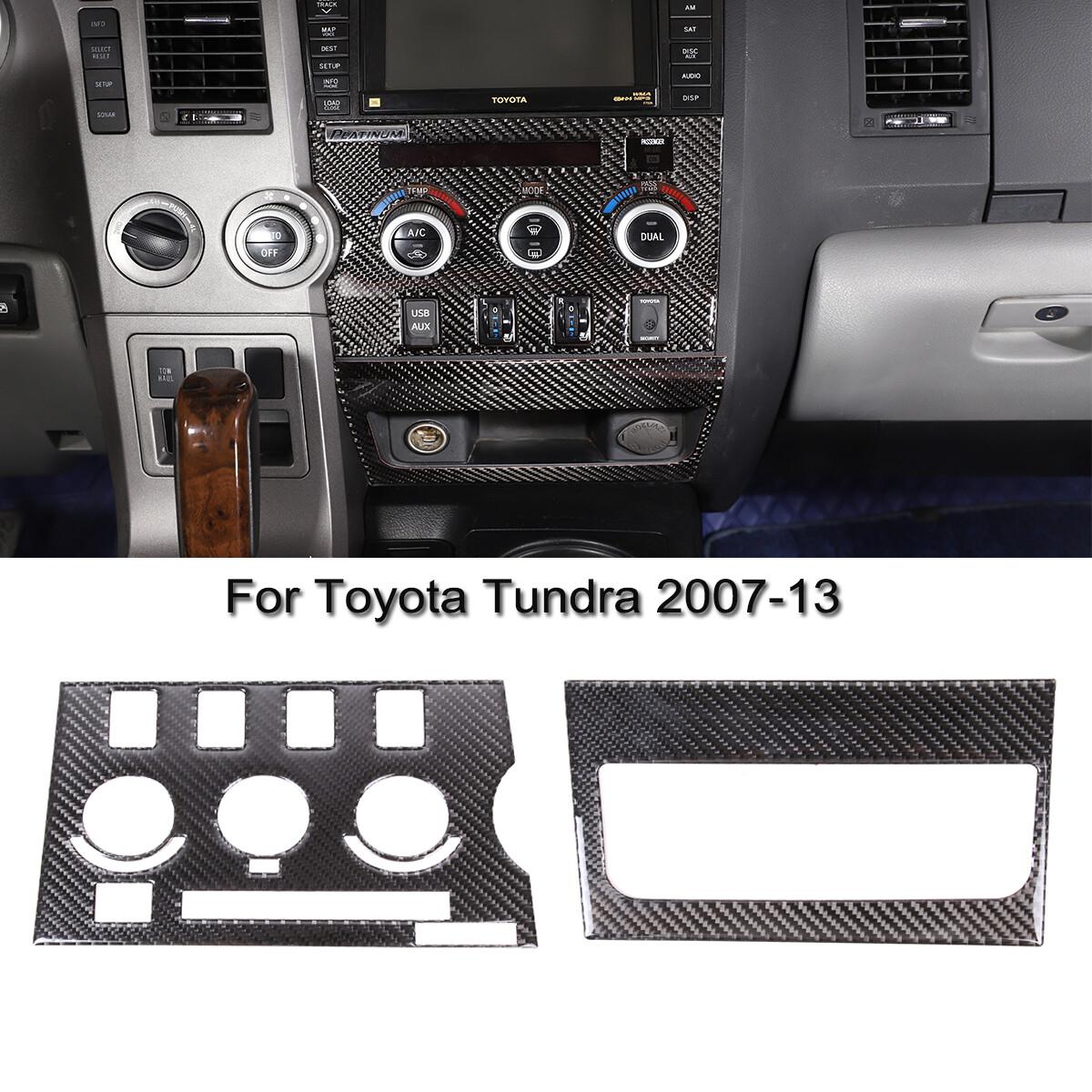 2pcs For Toyota Tundra 2007-13 Carbon Fiber AC Console Interior Trim Set
