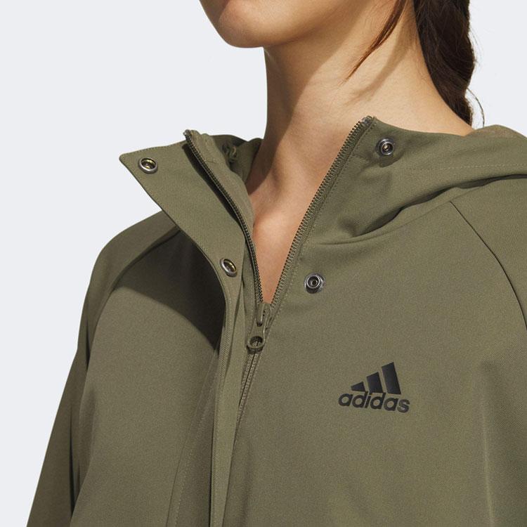 Adidas Sport Performance Solid Logo Long Sleeve Hooded Windbreaker Women Outerwear Green IX6795