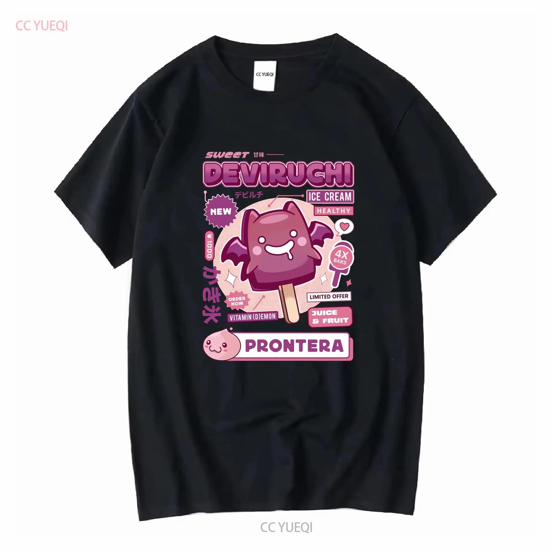 Deviruchi Ice Cream T Shirt Ragnarok Online Video Game Gaming Gamer Poring Origin long or short sleeves vintage Washed Soft S разноцветный