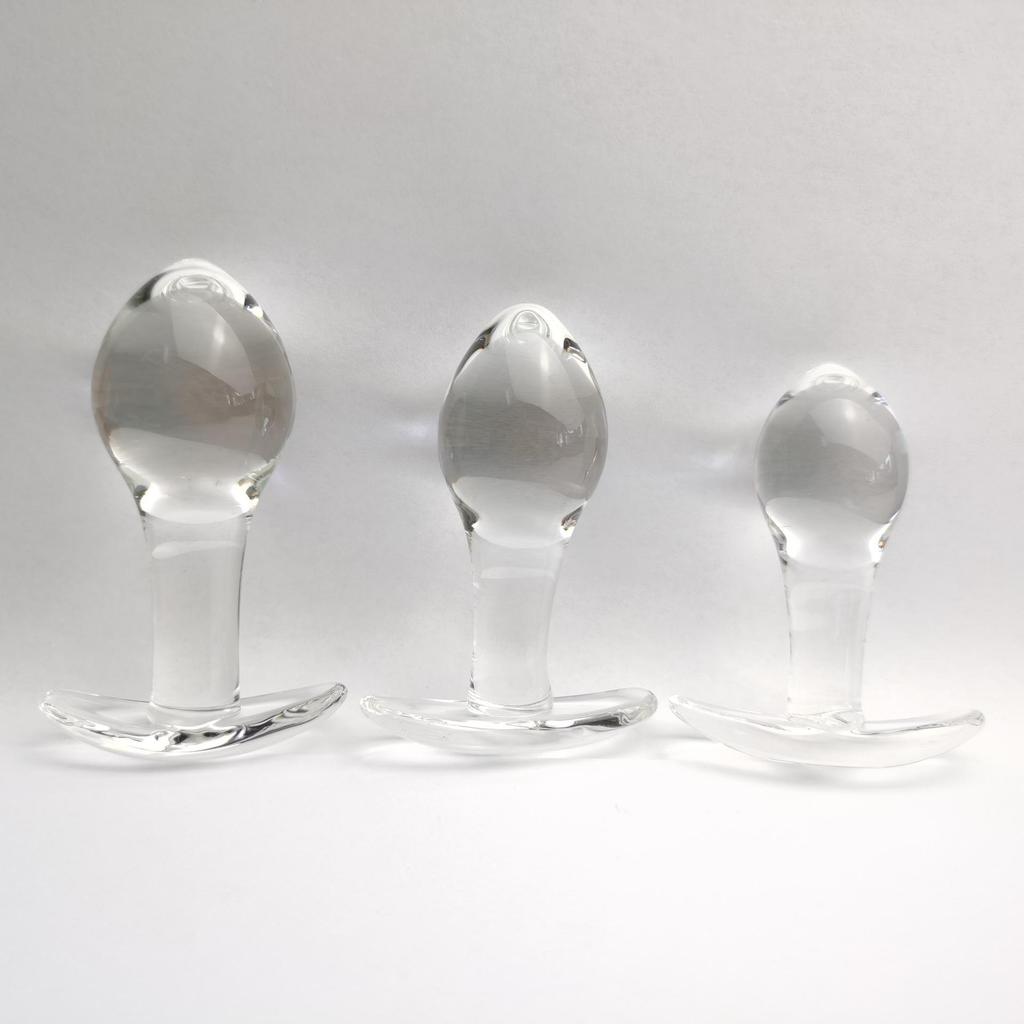 VaHppy 3pcs/lot Boat-shaped glass anal plug L/M/S 2.7/3/3.5cm Adult Sex toys products for girl Gay SM BDSM