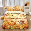 3pcsThanksgiving Pumpki Print Coreless Bedding Set Bedroom Dormitory Multi Size Machine Washable Set