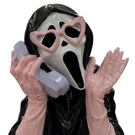 Screaming Ghost Figurine Creepy Phoning Ghost Statue Collectible Halloween Centerpiece for Horror Themed Parties Mantel Shelf Decoration