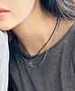 Türkiye Ball Sun Pendant Leather & Chain Layered Necklace (C2403-AN827_BK)