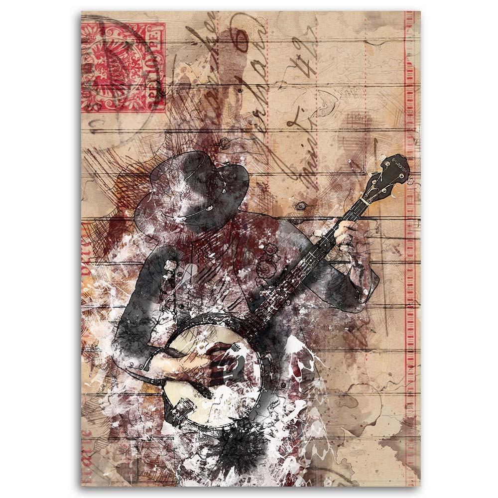 Obraz na plátně, Vintage kytarista