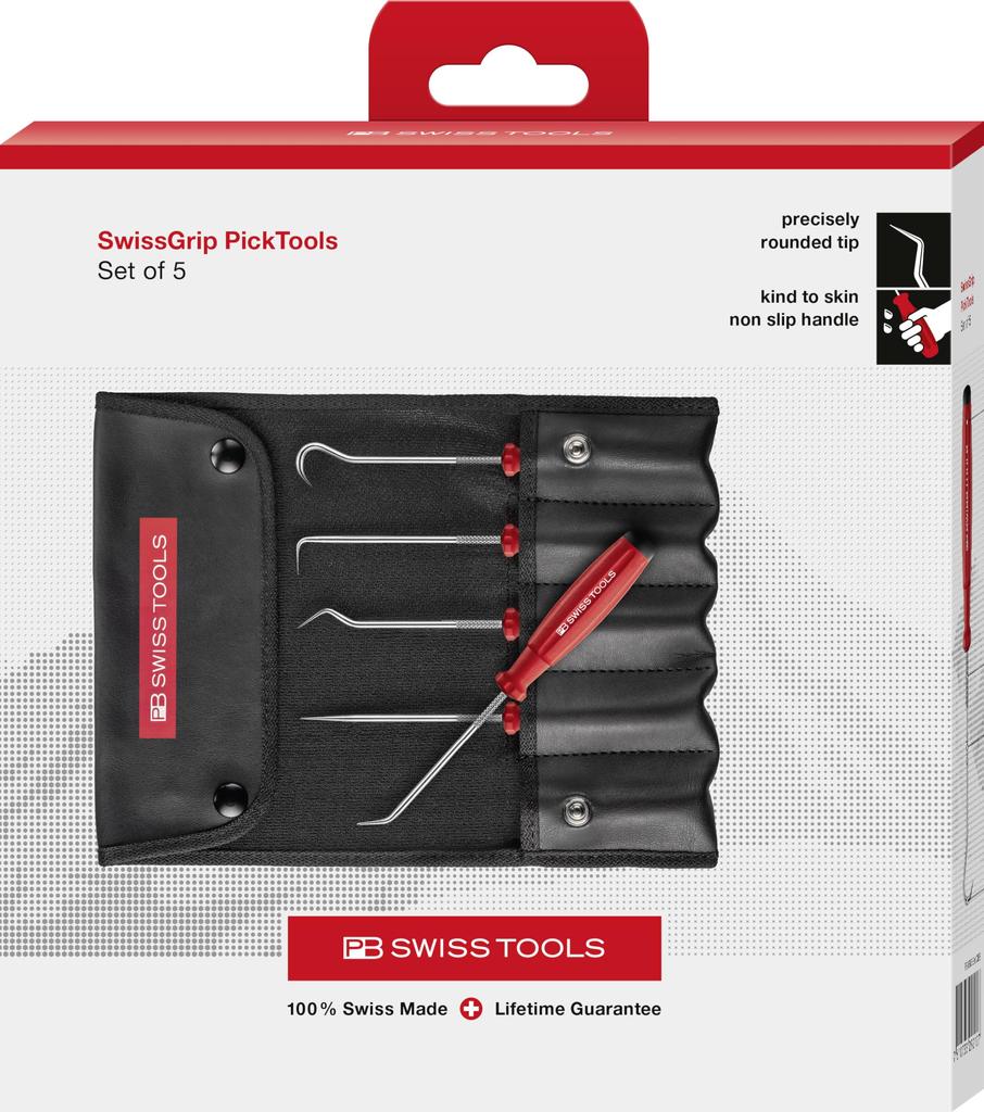 PB Swiss Tools SwissGrip Pick Tool Package with Roll 5-Piece Case, 8685.SETCBB