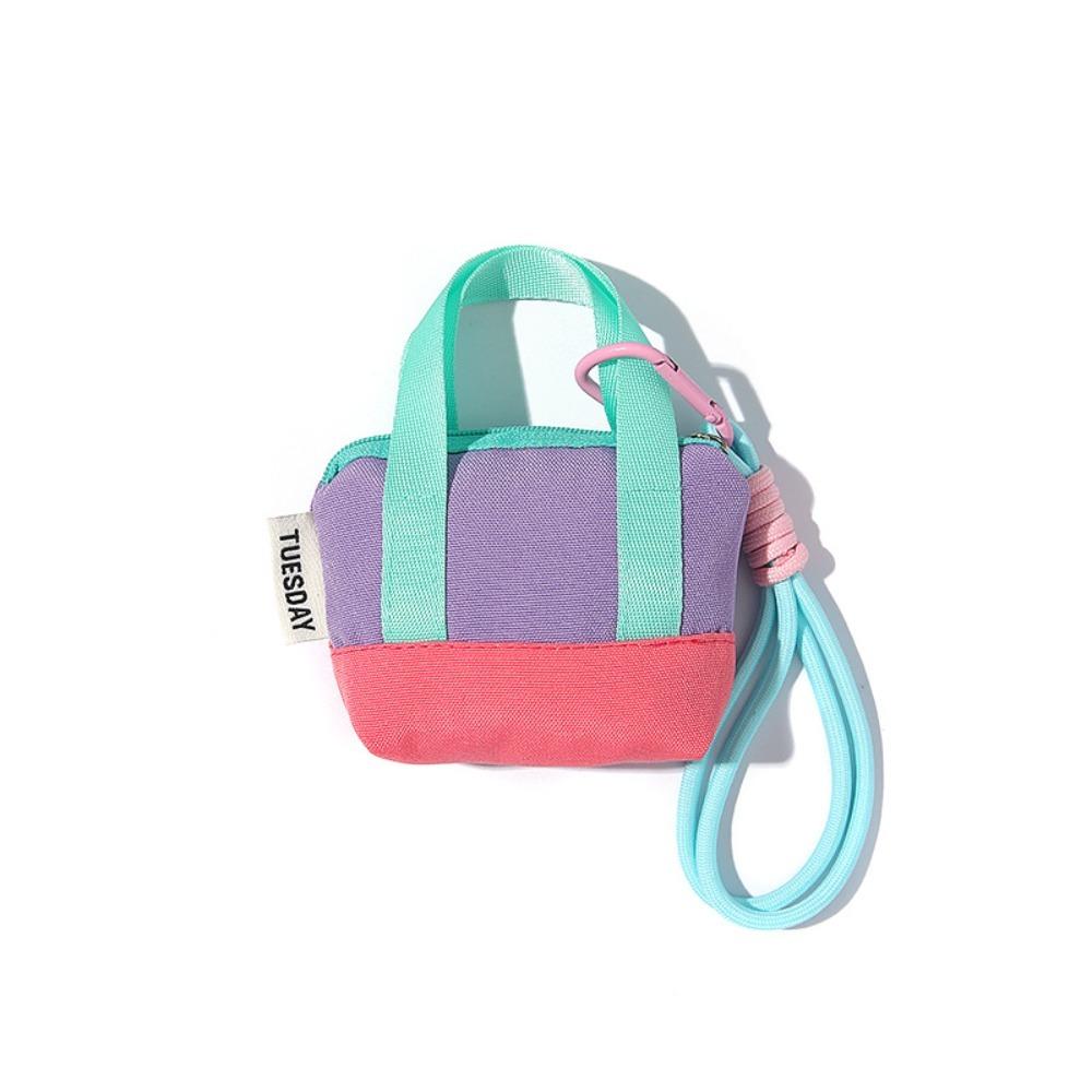 New Mini Coin Purse Canvas with Wristband Earphone Case Dopaamine Pink Cable Protective Cover