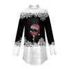 Women Fall Casual Long Sleeve Shirts Sweatshirt Vintage Printed High Neck Top Pullover