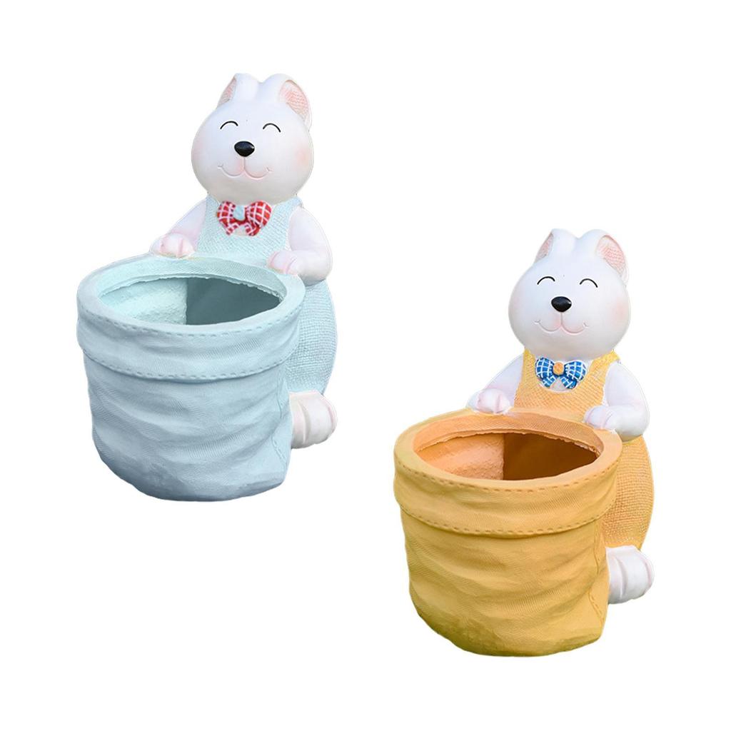 Flower Pot Decorative Pen Holder Storage Case Sculpture Animal Plant Pot Garden Figurine for Living Room Home Yard Balcony Lawn