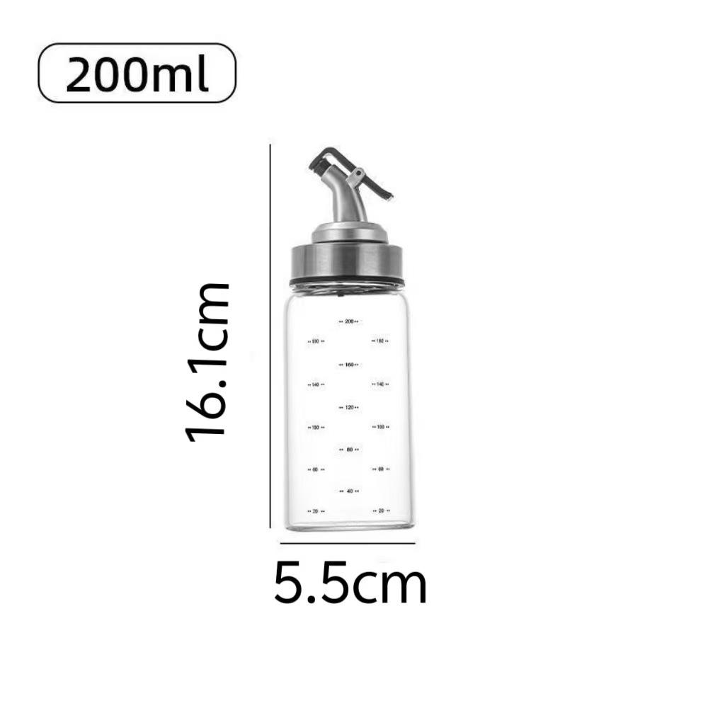 High-End Glass Oil & Vinegar Pour Bottle with Scale for Kitchen Seasoning