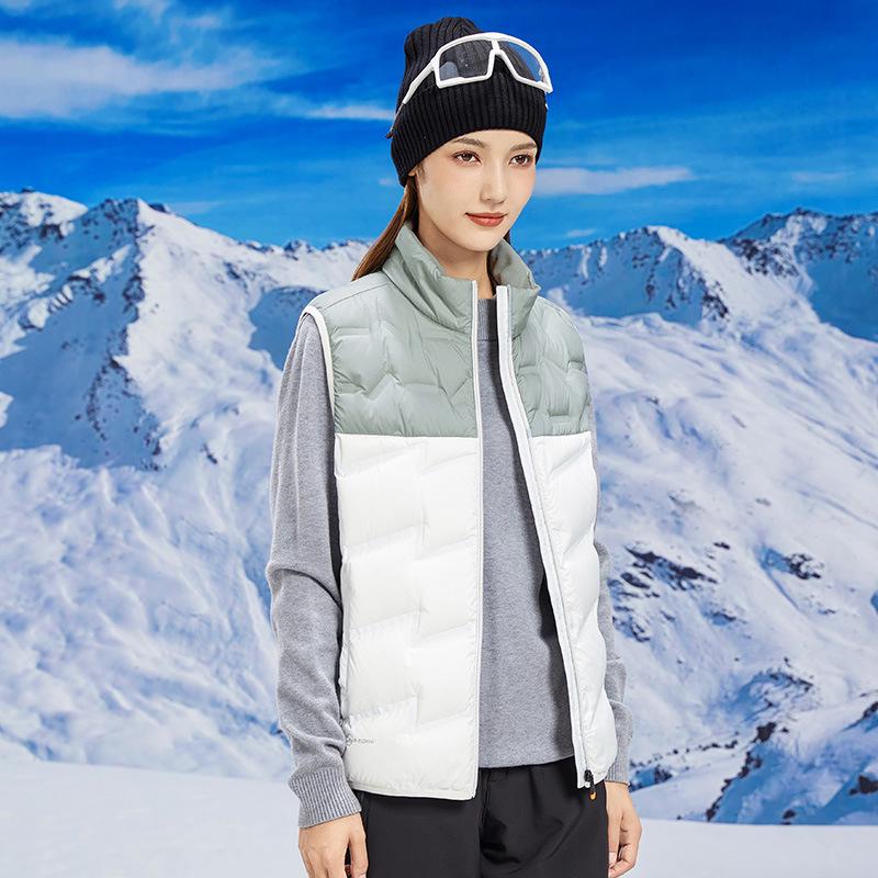 Unisex Color-Block Down Vest: Lightweight, Warm, Windproof Winter Jacket with Stand Collar