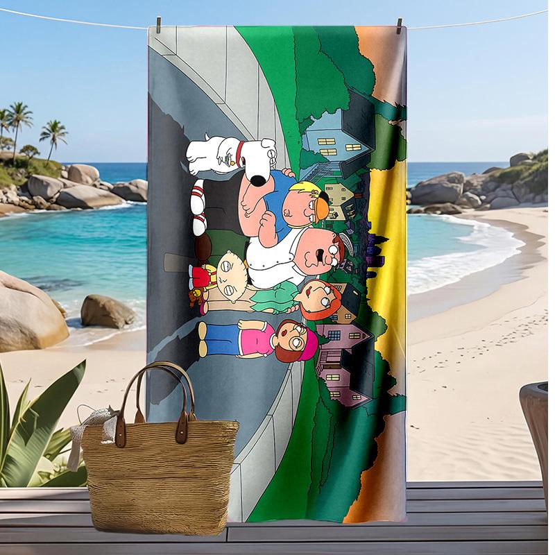 Family Guy Printed Beach Towel Quick Dry Soft TowelPortable Large Rectangular Beach Blanket for Travel Swimming Pool