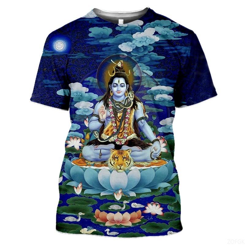 

Summer Fashion Indian Deities graphic t shirts New Men Casual Oversized Nation Style Printed Round Neck Short Sleeve Tees Tops XXS