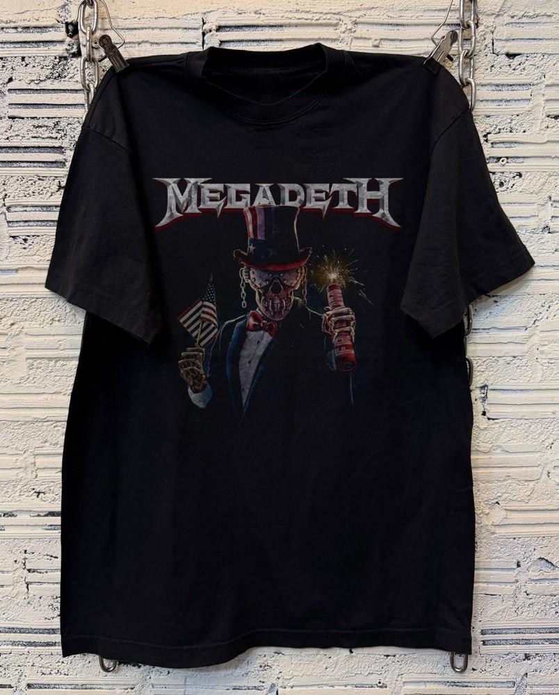 Seltenes Megadeth Happy 4th of July 2024 Unisex Schwarzes Baumwoll-T-Shirt, Größe S-5XL Unisex T-Shirt