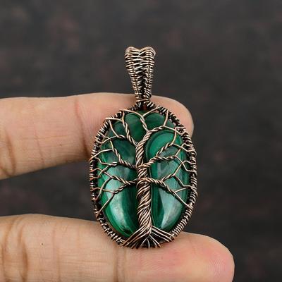 Baum des Lebens Malachit Anhänger Kupferdraht gewickelter Anhänger Baum des Lebens Schmuck zum Geschenk Handgefertigter Edelsteinanhänger Wundervoller Kupferschmuck