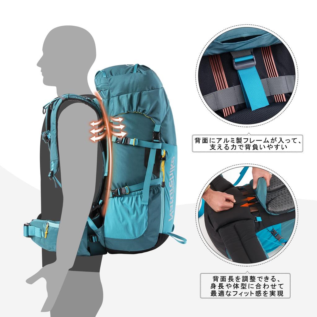 [Naturehike] Official Shop Backpack, Hiking Backpack, Large Capacity 45L, with Rain Cover, Waterproof, Lightweight, Breathable, Multifunctional,