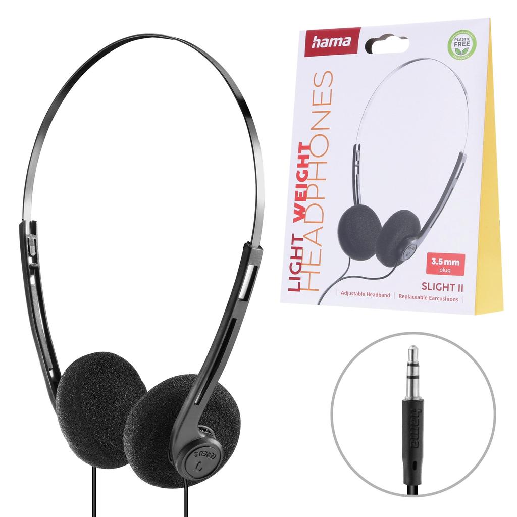 Hama Germany Slight II Black Wired Headphones, 3.5mm, Officially Imported