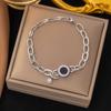 18K Gold Plated 316L Fashionable Titanium Steel Bracelets Waterproof Heart Roman Numerals Queen's Chain Link Bangles